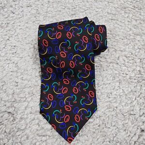 Disney‎ Mens Silk Mickey Mouse Print Necktie Black Novelty Fun